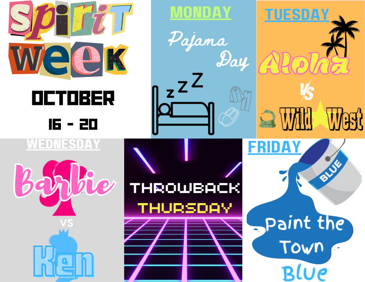 uphscheer's tweet image. Here are your 2023 Homecoming Spirit Week days! ✨ Don’t forget to go all out and show your spirit each day! 🤩 Do remember to stay in dress code, but have fun‼️