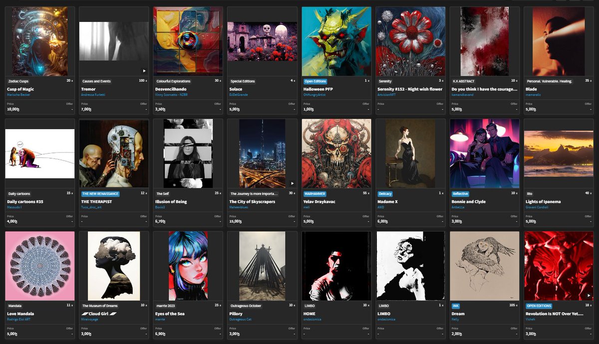 🔥Updated collection!

OK, it's done!
20 pieces collected
on <a href="/objktcom/">objkt</a> 
from my tweet this week.

💎

Wonderful artists and pieces.
Artist supports artist.
Discover and share their work ⤵️

<a href="/MarischaBecker/">Marischa Becker</a>
<a href="/a_tchuca/">Andressa Furletti (old handle)</a>
<a href="/NZBR_NFT/">NZBR - Vinny Scorsatto 🇧🇷🇳🇿</a>
@SLOSONE
<a href="/OhHungryArtist/">OhHungryArtist🇺🇦</a>
<a href="/ArtvisionNFT/">Artvisionᴺᶠᵀ</a>
<a href="/kamand_kavand/">Kamand Kavand</a>