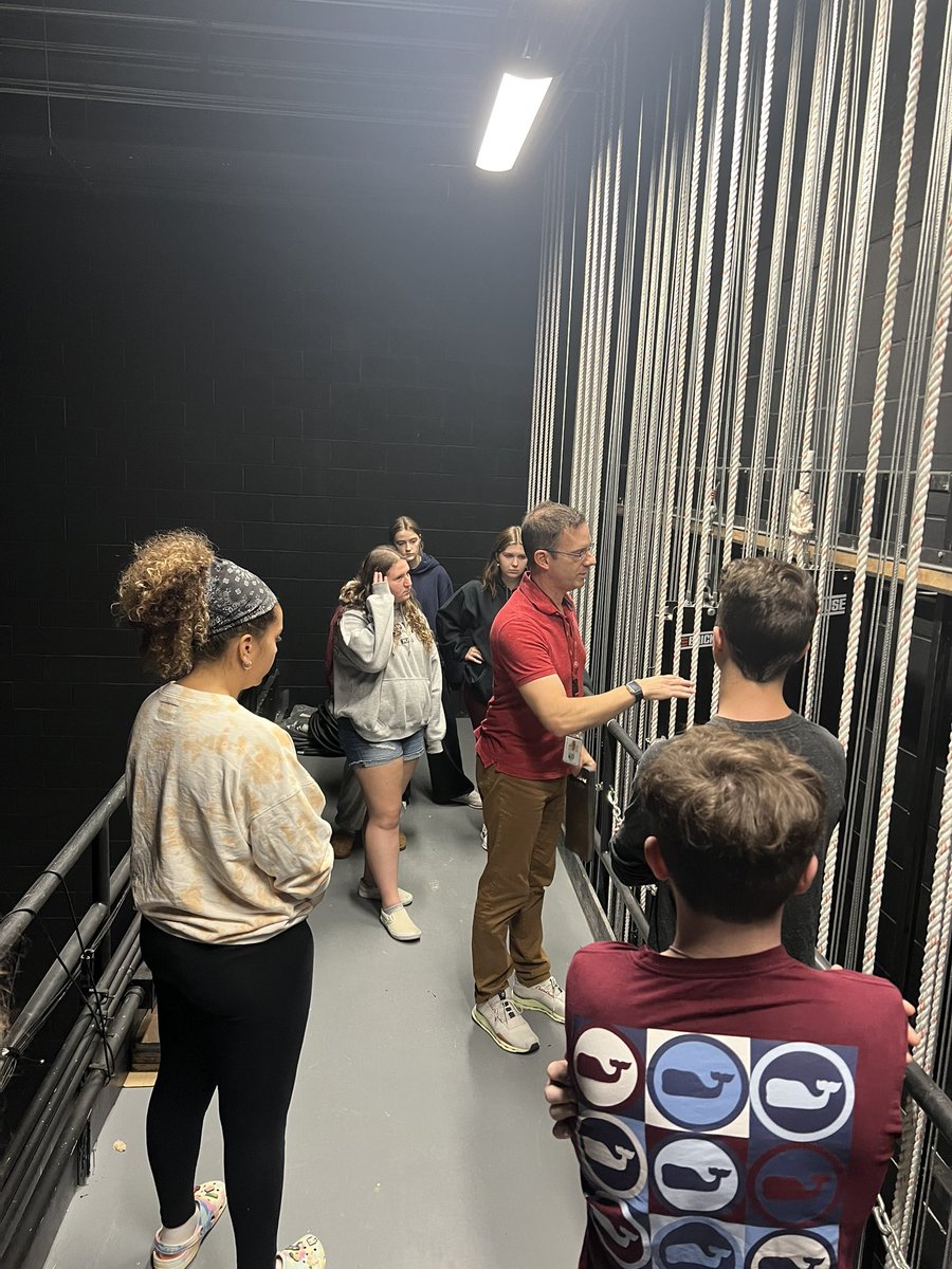 The high school theatre class had a great day learning about tech from Mr. Berube! Awesome hands on learning! #TheatreEducation @PentucketHS @PentucketPride