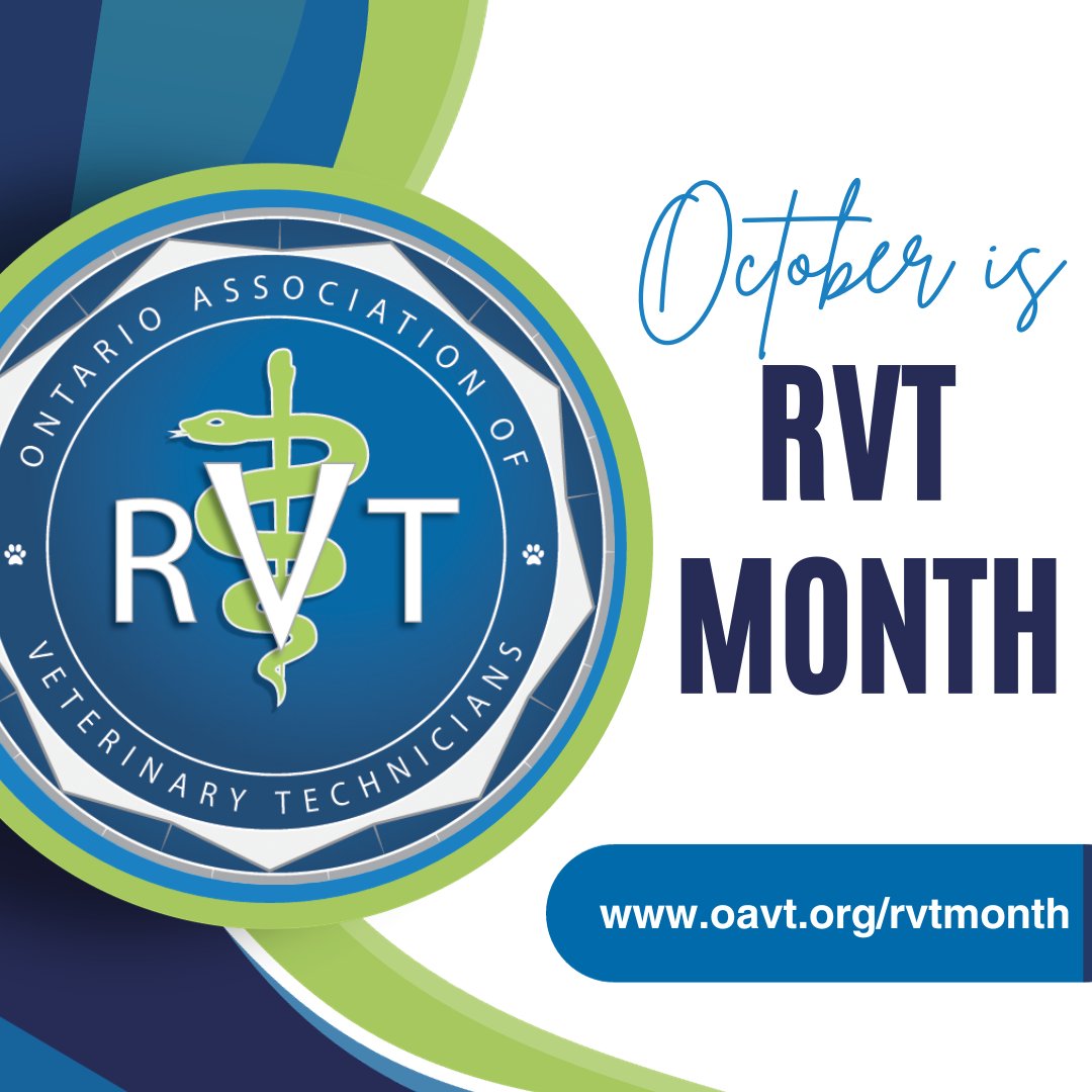 RVT Month celebrates the value that RVTs bring to the veterinary healthcare team.  Throughout October, the OAVT will be celebrating Ontario’s RVTs and the variety of roles and meaningful ways that they contribute to this incredible industry: oavt.org/RVTMonth #RVTMonth