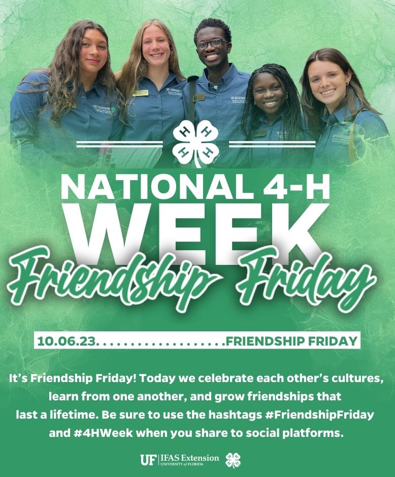 Florida4H's tweet photo. 🤗 It's #FriendshipFriday during #4HWeek! Let's take a moment to celebrate the friends we've made through @4H. Tag your #4H pals and share what makes your friendships special.
#FriendshipGoals @UF_IFAS @FAMUExt https://t.co/yz8o39mmhv