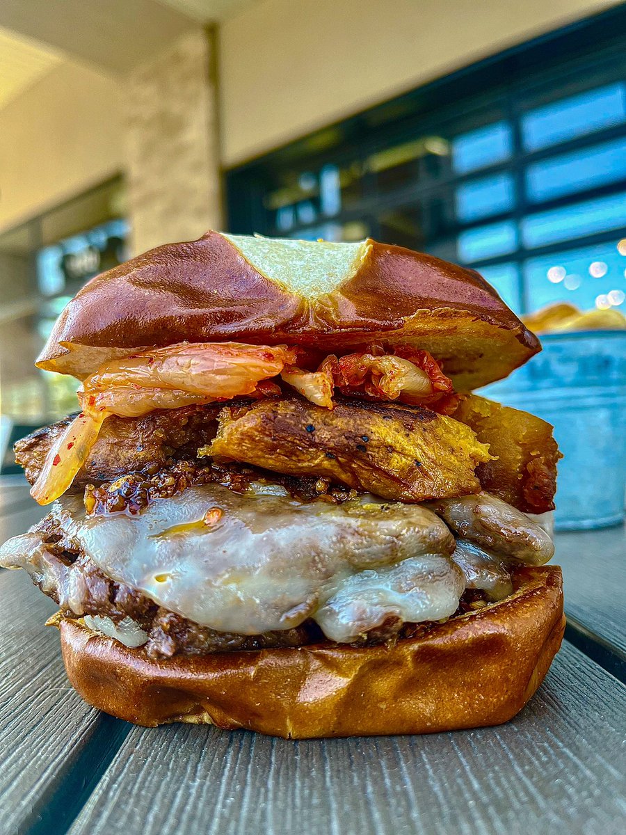 Our October Burger of the Month is....

The FALL CHILI CRUNCH BURGER 

2 beef patties with kimchi, Momofuku chili crunch, provolone cheese, brown sugar roasted acorn squash &amp; honey drizzle. 

It's full of flavor &amp; sure to bring you a little heat on this chilly Fall day!