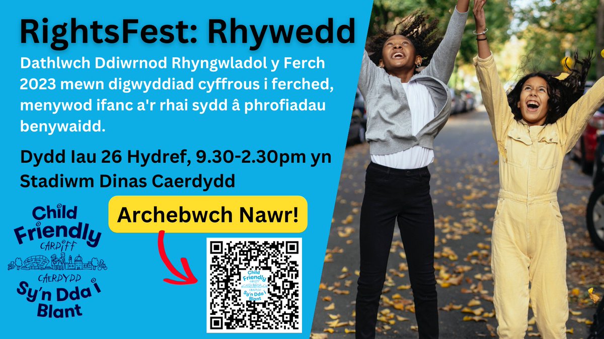 Archebwch eich tocyn am ddim nawr! rightsfestday1.eventbrite.co.uk
#caerdyddsynddaiblant #Rightsfestcdf