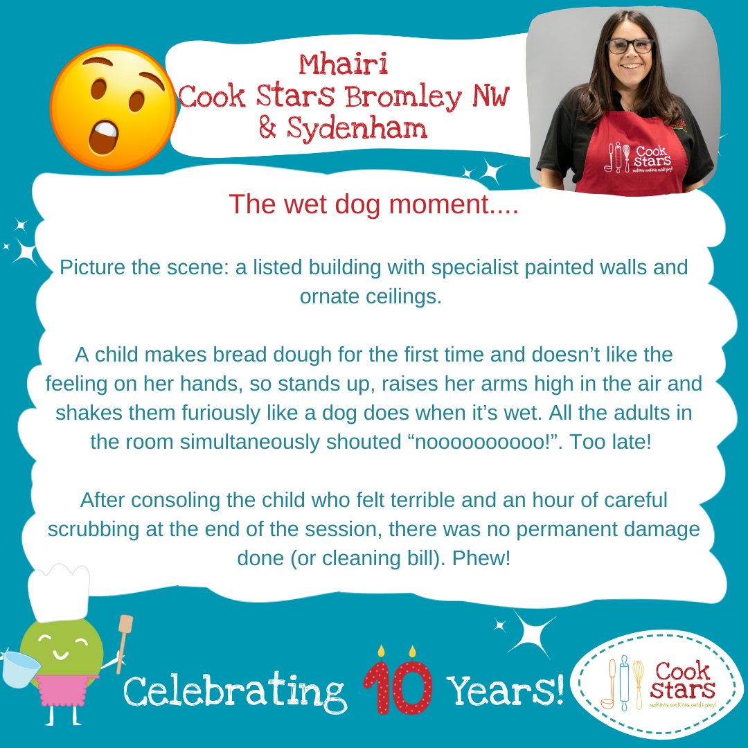 Ha ha!  Mhairi's wet dog moment made us laugh!!!  🤣

Here's the link to enter our competition:

cookstars.co.uk/celebrating-10…