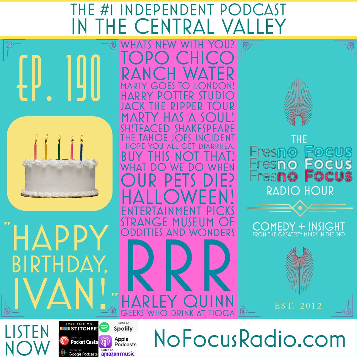 Nofocusradio's tweet photo. The 'no Focus Radio Hour Ep 190: "Happy Birthday Ivan."
 
https://t.co/8u7nXdY2AT

#fresno #clovis #podcast #podcastersofinstagram #fresnoradio #centralvalley #radio #topochico #london #jacktheripper #halloween #rrr #harleyquinn #harrypotter #TahoeJoes @tiogasequoia https://t.co/OLYR9SHgY7
