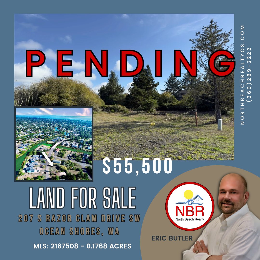 After less than 36 hours for sale, this #landforsale is now #pending! #NorthBeachRealtyOs #EricButlerHomes #Pending #landforsale #getitisold #oceanshoreswa #seabrookwa #hiddencoast #oyhut