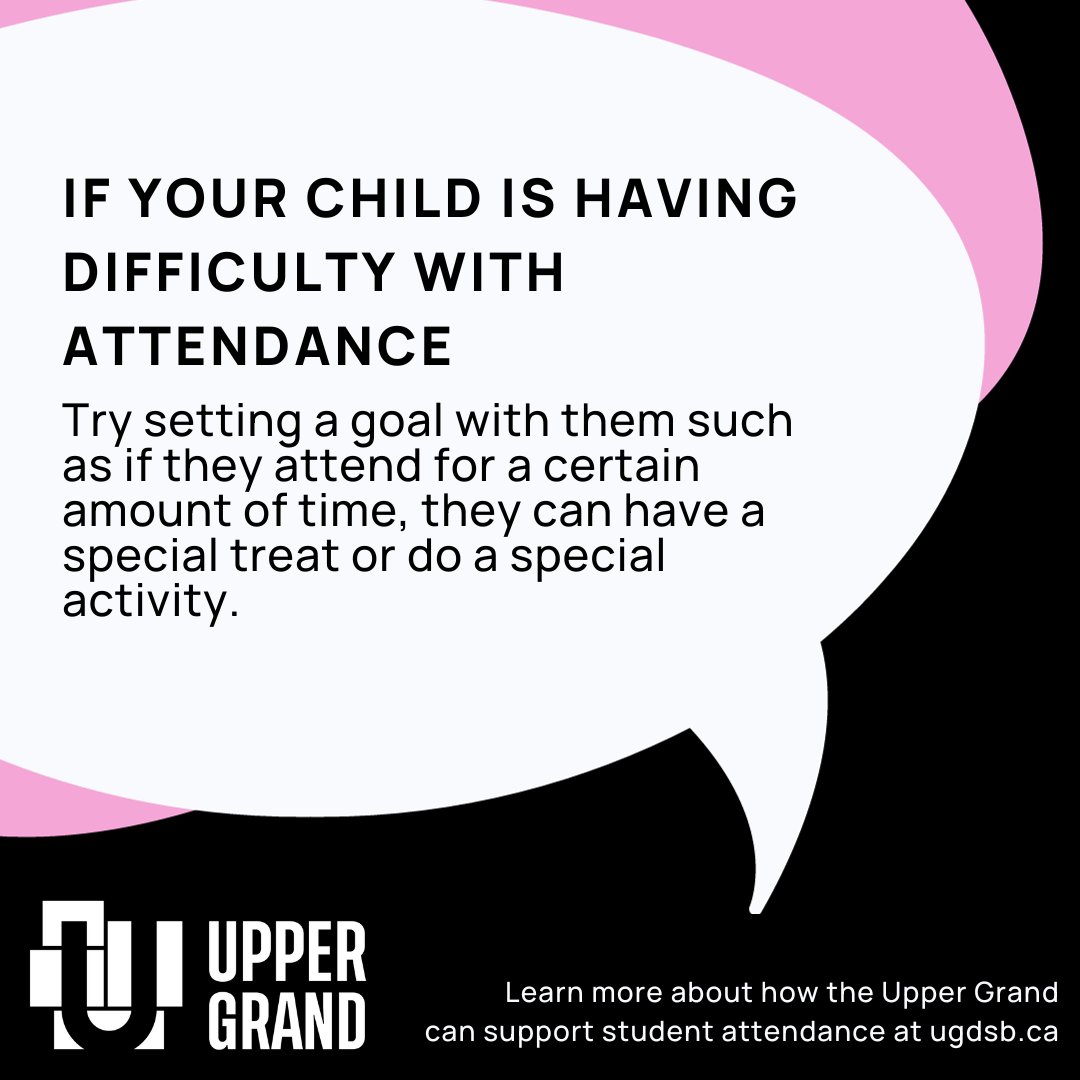 Upper Grand DSB (@ugdsb) on Twitter photo Is your child having difficulty attending school? Try setting a goal with your child for attendance. Learn more strategies here: ow.ly/MMpu50PRZJq. Is your child having difficulty attending school? Try setting a goal with your child for attendance. Learn more strategies here: ow.ly/MMpu50PRZJq.