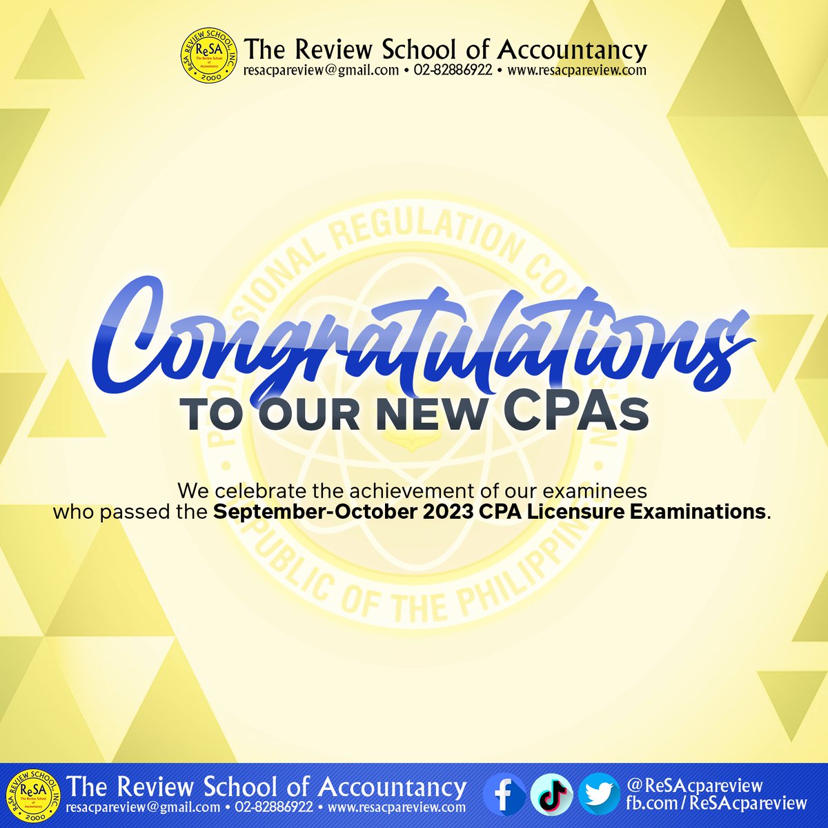 Congratulations to our new CPAs! You braved through the grueling CPA Licensure Examination, and now, we witness you reap the fruits of your hard labor.