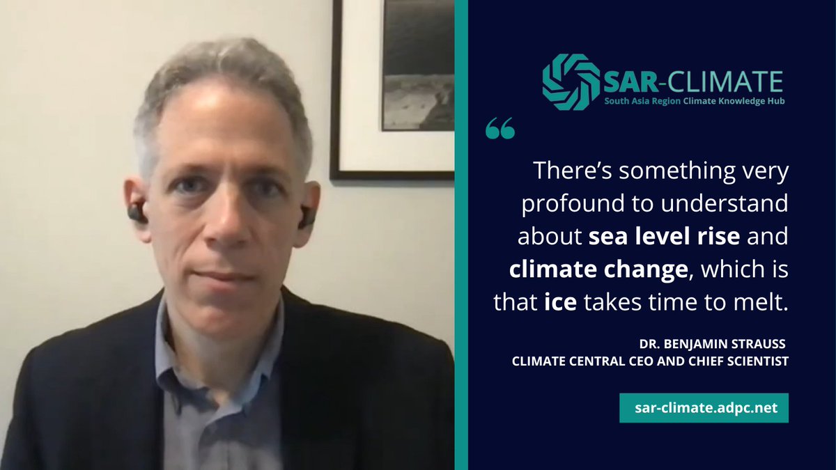 SAR_Climate's tweet photo. “There’s something very   profound to understand about sea level rise and climate change, which is that ice takes time to melt,” says Dr. Benjamin Strauss at @ClimateCentral

Read more: https://t.co/D36qBGYOEv https://t.co/u4DuU4Pvvd