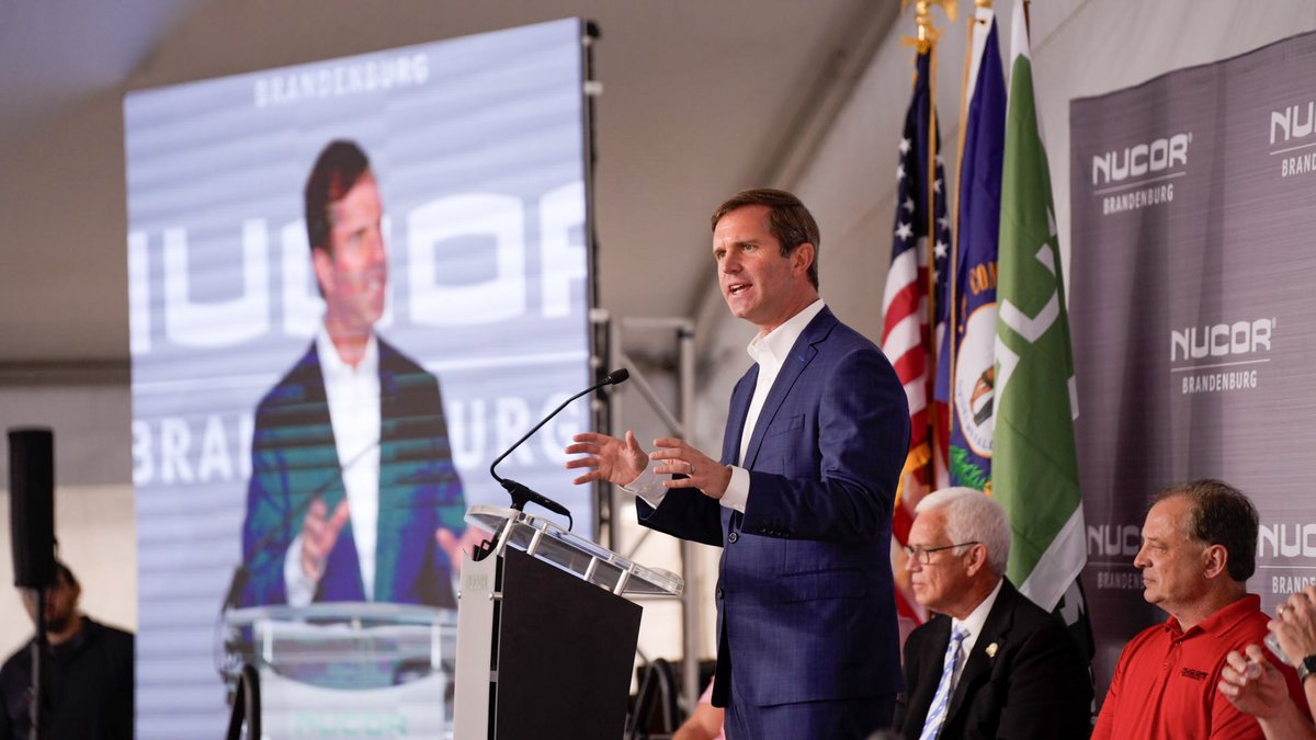 GovAndyBeshear's tweet photo. Hundreds of Kentuckians are now working a good-paying job at Nucor following the grand opening of this $1.7 billion manufacturing facility. It felt great celebrating this milestone today with this longstanding Kentucky partner and the entire community in Meade County. https://t.co/gKIkJuKmpZ