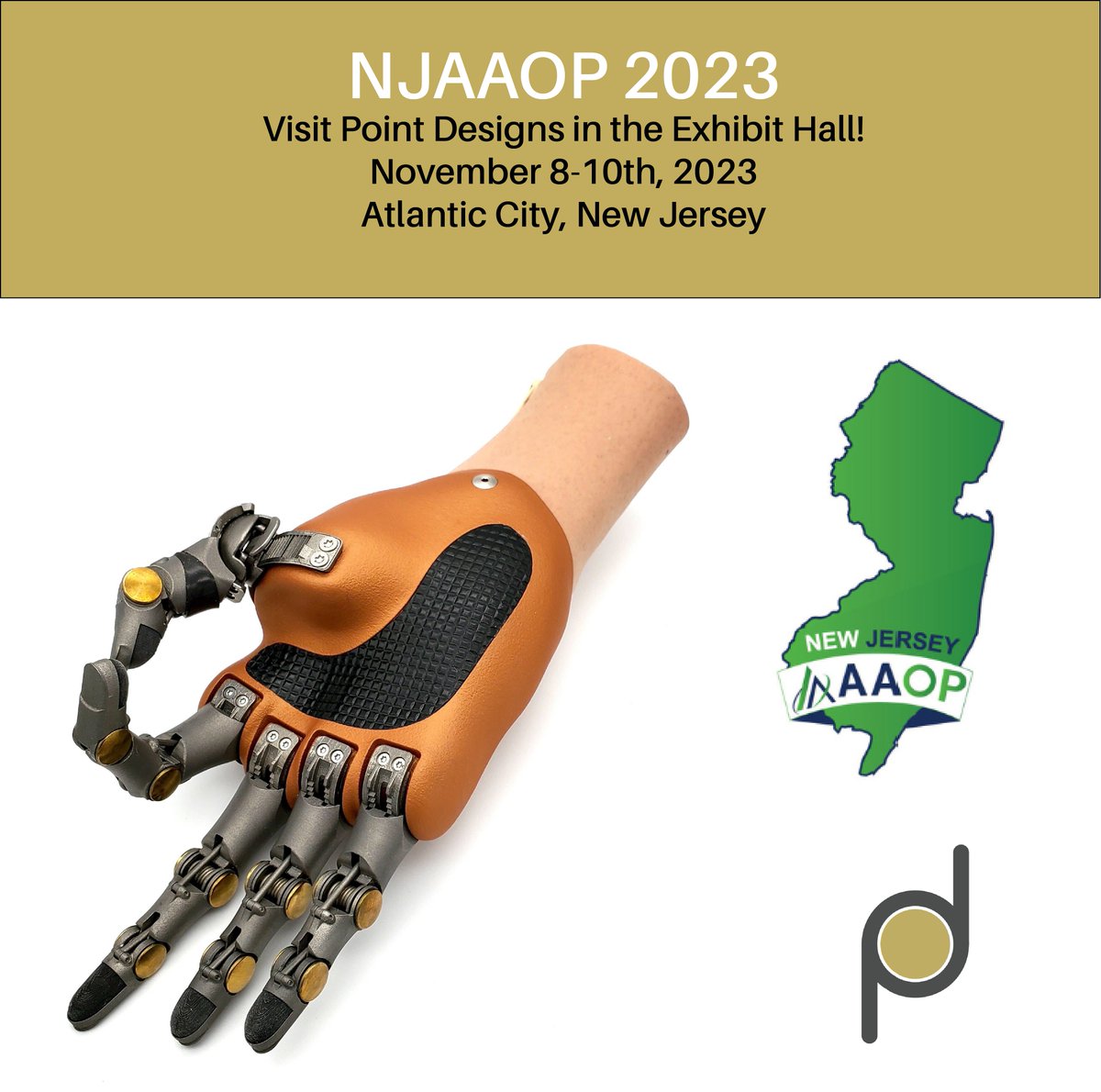 _pointdesigns_'s tweet photo. We’re exhibiting at NJAAOP's 2023 Annual Meeting, November 8-10 in Atlantic City and hope to see you there! 

#NJAAOP #pointdesigns #pointdigit #pointdigitmini #pointthumb #pointpartial #pointpivotplus #prosthetics #oandp #amputee #fingerpower https://t.co/38HRFAAEwr