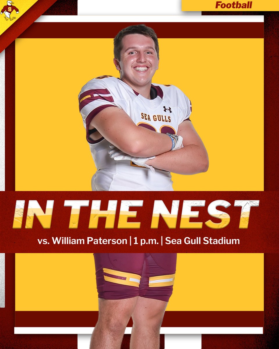 FB: Back home again is <a href="/SeaGullFootball/">Salisbury University Football</a> as they take on William Paterson on Community Youth Day. Kickoff is scheduled for 1 p.m. at Sea Gull Stadium.

#GoGulls | #d3fb 

📺: team1sports.com/suseagulls/
📊: suseagulls.com/sidearmstats/f…