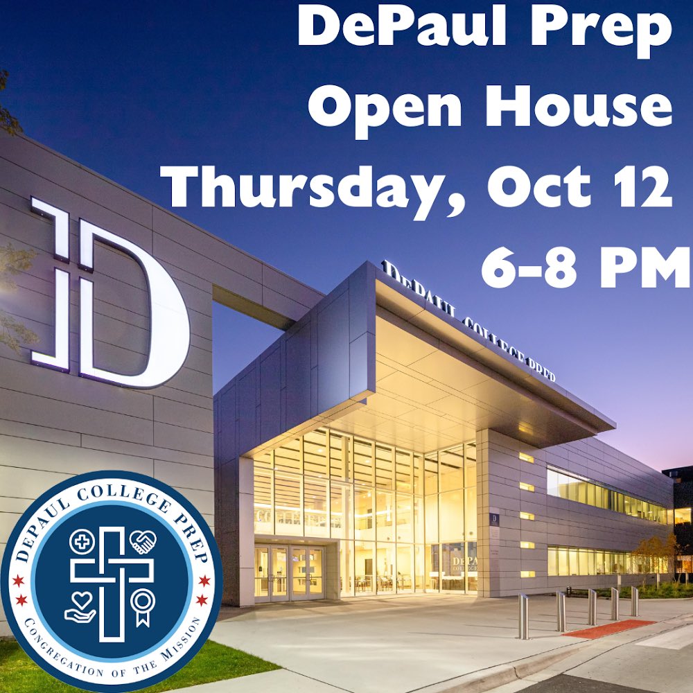 depaulprepadmis's tweet photo. Coming up soon! Don’t forget to register for our first Open House this upcoming Thursday October 12 from 6-8 PM! Come and see our campus and explore all DePaul Prep has to offer! https://t.co/3rLlb6H5Rz https://t.co/b9KBCWHGhA