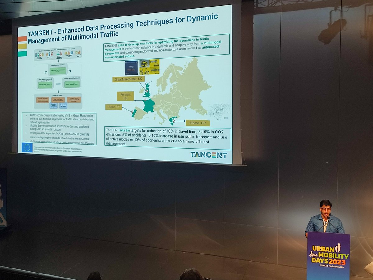 TANGENT Project (@tangent_h2020) on Twitter photo Arka Ghosh from <a href="/DeustoTech/">DeustoTech</a> pitched TANGENT at the Urban Mobility Days in Sevilla!
Sister projects <a href="/FRONTIER_EU/">FRONTIER EU Project</a> + <a href="/orchestra2020/">Orchestra2020</a> also presented💃
#UMD2023 #UrbanMobility Arka Ghosh from <a href="/DeustoTech/">DeustoTech</a> pitched TANGENT at the Urban Mobility Days in Sevilla!
Sister projects <a href="/FRONTIER_EU/">FRONTIER EU Project</a> + <a href="/orchestra2020/">Orchestra2020</a> also presented💃
#UMD2023 #UrbanMobility
