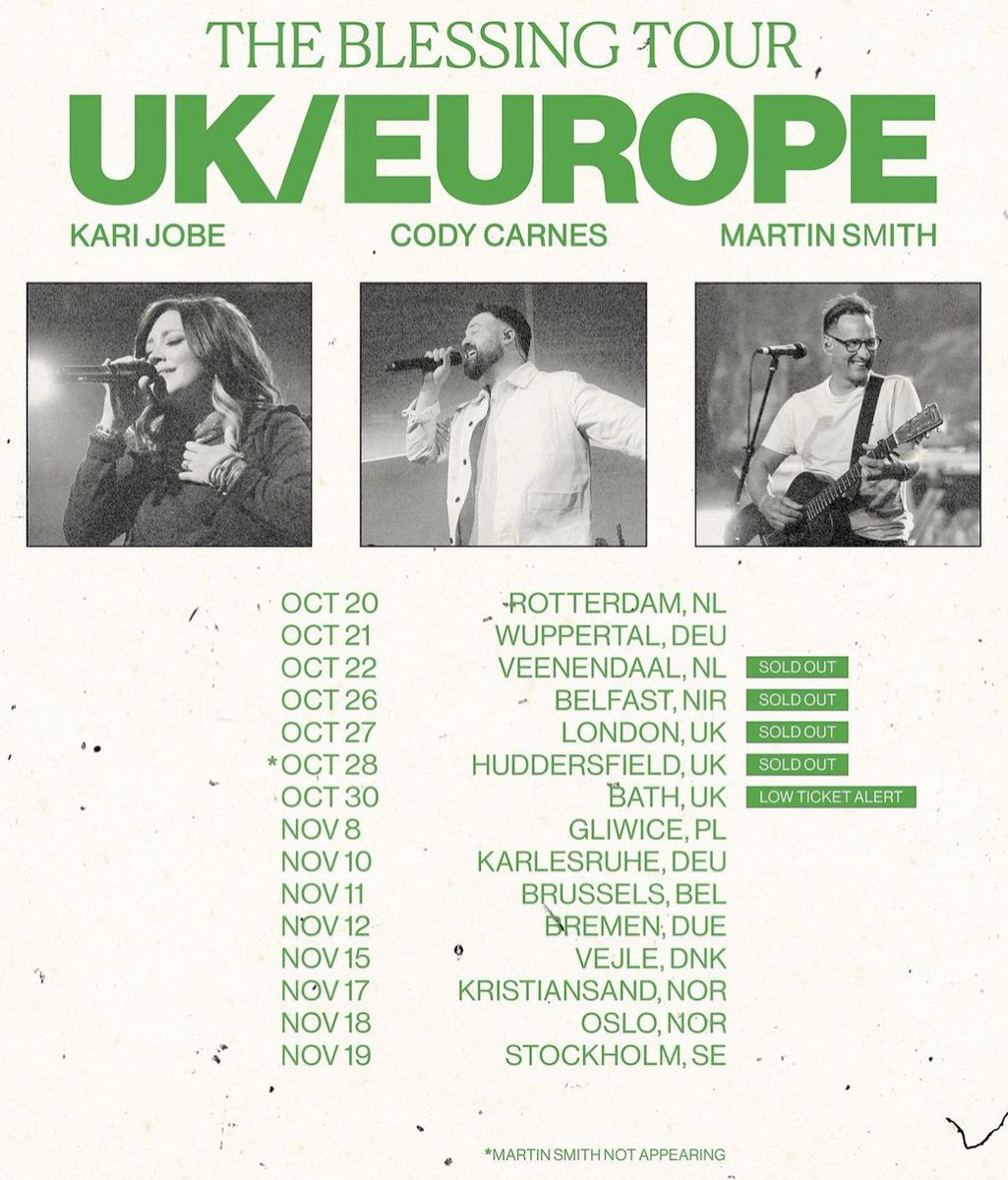 I would encourage you to book your ticket & get along to the Kari Jobe, Cody Carnes & Martin Smith European Tour this autumn. I am fully confident that they will bring a blessing! lesmoir.com/home/blog/7281…