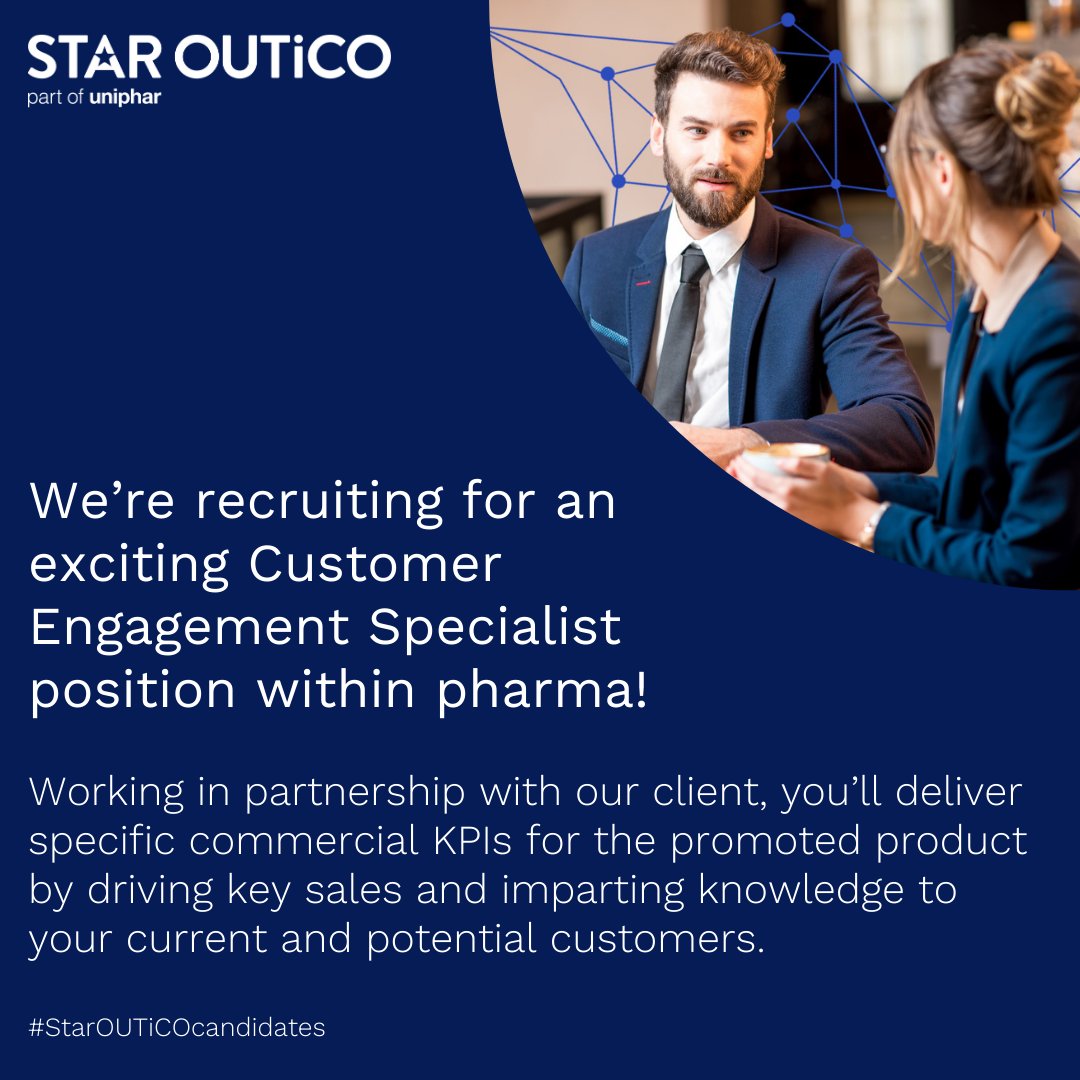 WeAreStarPeople's tweet photo. >> JOB OF THE WEEK << Customer Engagement Specialist | National. Apply/find out more https://t.co/hknwnpdvg3

#pharmajobs #customerengagement #secondarycaresales #hospitalsales #medicalsales #jobsearch #jobopportunity #hiring https://t.co/Xkxg9fjZUX