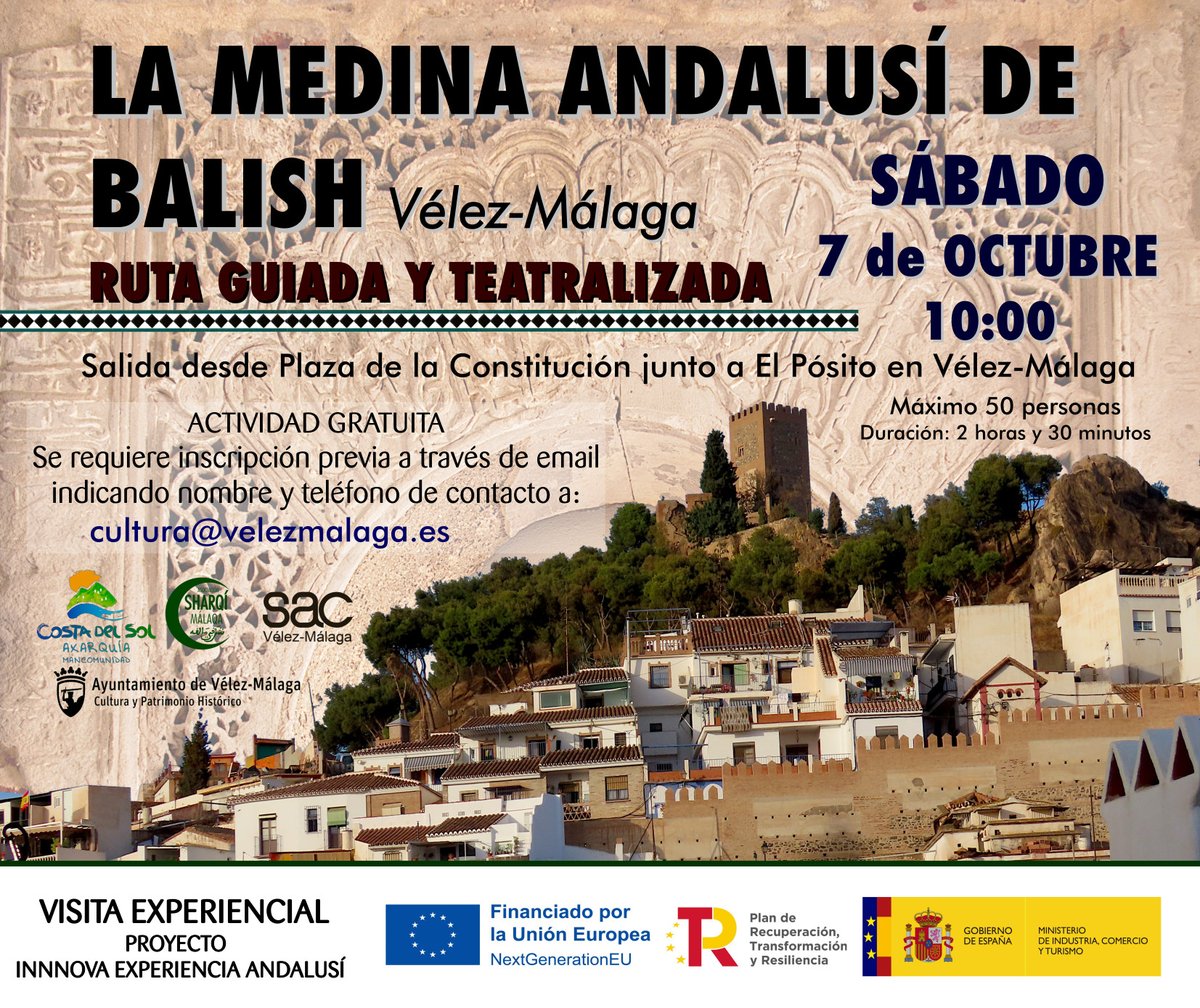 💚RUTA TEATRALIZADA POR LA MEDINA ANDALUSÍ DE BALISH (Vélez-Málaga). Actividad incluida en el proyecto 'Innova Experiencia Andalusí' financiados con los fondos Next Generation EU.