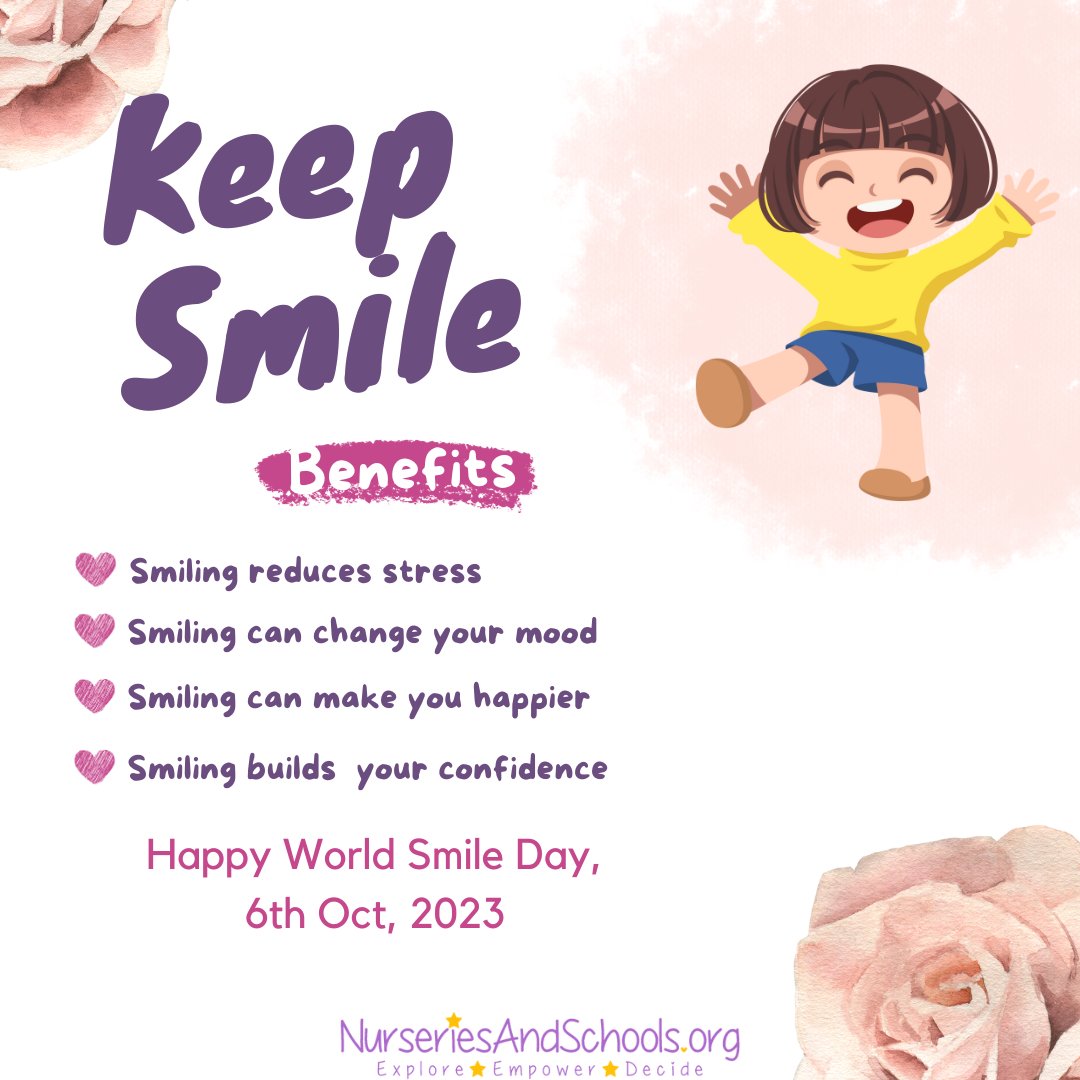 shweta_bahl's tweet image. Ask your kid to smile often as it has tons of benefits! 😄🌼 Happy World Smile Day!

#kidsbehaviour #kidssmiling #benefitsofsmiling #kidsdevelopment #funlearning #earlyyears #parentandkids #worldsmileday