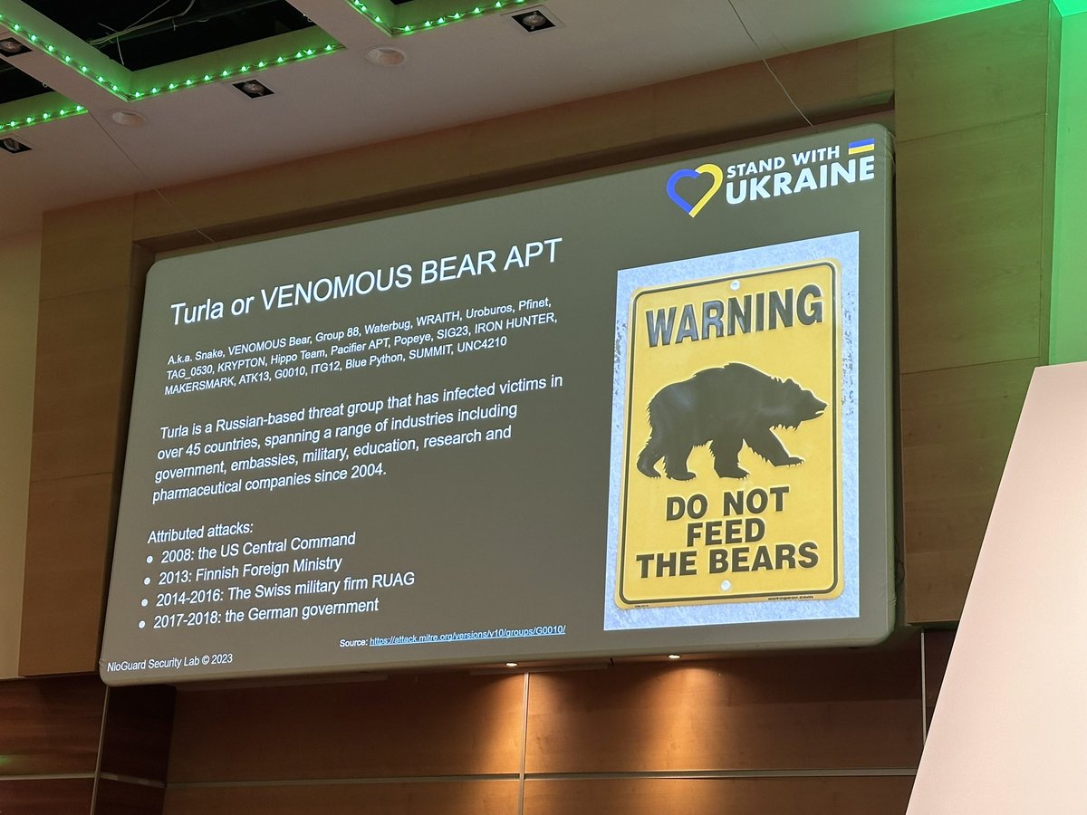 __veronica__ (@verovaleros) on Twitter photo Now learning from <a href="/Alex_Ad/">Alexander Adamov</a> about “Turla and Sandworm come filelessly” at #VB2023 Now learning from <a href="/Alex_Ad/">Alexander Adamov</a> about “Turla and Sandworm come filelessly” at #VB2023