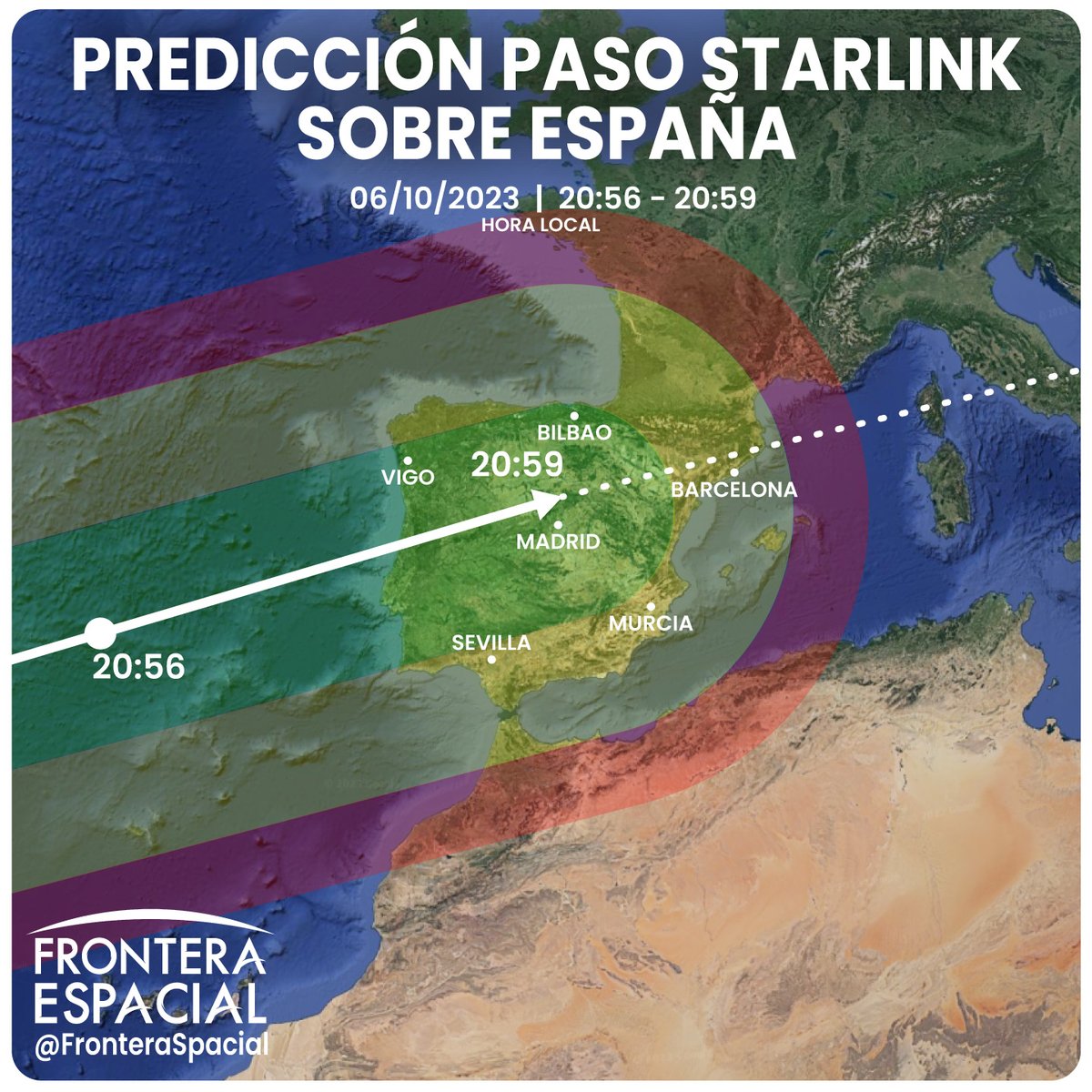 🇪🇸🛰 ¡ESPAÑA OJOS AL CIELO HAY TREN STARLINK! 👀

Hoy a las 20:56-20:59 hora local habrá un paso de satélites Starlink de SpaceX formando un gran tren de luces en el cielo de España.
No son OVNIS, son satélites artificiales lanzados recientemente por SpaceX.

¡COMPARTE!🔁❤️