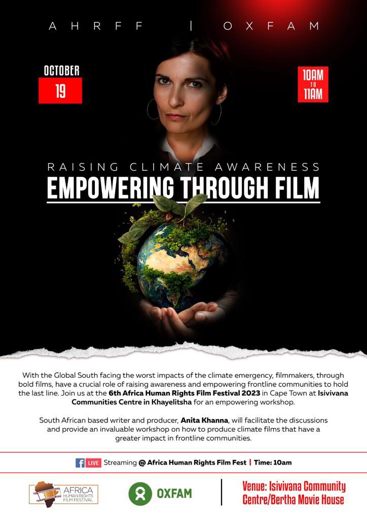 Join South African based writer and producer, Anita Khanna, speaking all things ‘Climate Awareness’ at the 6th annual #AHRFF
Starting at 10am at the Isivivana Community Centre , Khayelitsha, Cape Town.

Stream live on our Facebook page <a href="/Africa/">Africa</a> Human Rights Fest. 

#AHRFF2023