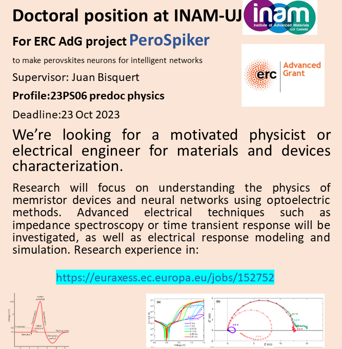 physolcell's tweet photo. Predoctoral research position
Physicist for materials and devices characterization in ERC project to make spiking networks for artificial retina and intelligence
https://t.co/yCSrEwAnRP https://t.co/qBFxEypHNU