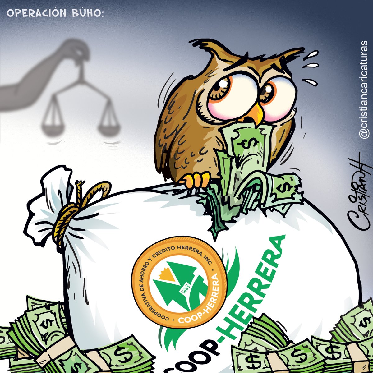 Operación Búho Mi caricatura del viernes 6 de octubre en el periódico @ElDia_do . . . . #cooperativa #coopherrera #operaciónBuho #criscaricaturas #fraude #2500millones