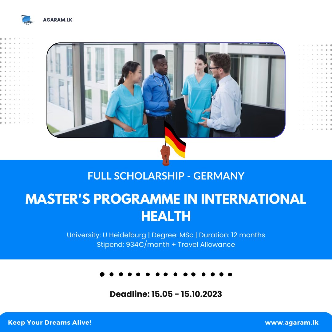 agaramlanka's tweet photo. Master of Science in International Health with DAAD Scholarship

For more information:
https://t.co/j7Jov0QPiU

#InternationalHealth #MasterProgram #HeidelbergUniversity #PublicHealth #GlobalHealth #Healthcare #ResearchDegree https://t.co/FHyXmbwFht