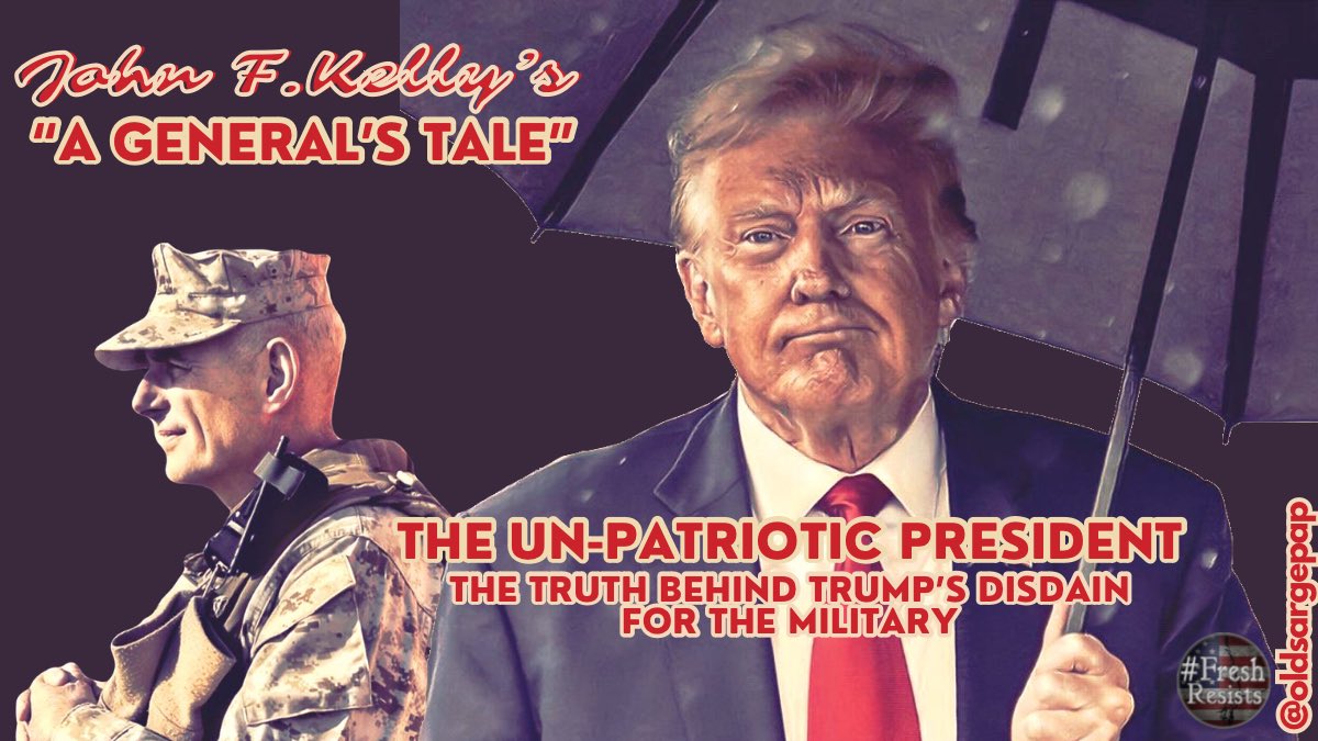 oldsargepap's tweet photo. 🚨🚨 POST INDICTMENT MESSAGE FOR VETERAN VOTERS 🚨🚨

#ProudBlue #DemVoice1 #DemCastFL #LiveBlue #Fresh  #VetsResist

Donald Trump called his former chief of staff John Kelly a “lowlife with a very small brain and a very big mouth” after the former marine general confirmed reports about the ex-president’s derogatory attitude to members of the US armed forces.

In posts to his Truth Social platform, days after Kelly spoke to CNN, Trump said his former aide was “by far the dumbest of my military people … incapable of doing a good job” as chief of staff or, before that, homeland security secretary. #UnAmerican

“It was too much for him, and I couldn’t stand the guy, so I fired him like a ‘dog’…

Amazing how loyalty plays out with “Donnie”…John Kelly, himself is a highly decorated retired four-star general who witnessed his disgusting remarks and actions toward military personnel (active/retired). #MAGA

He corroborated the most “UnAmerican” comments and actions of a disturbed sitting president.  Trump denigrates the office he held and is totally unfit to serve as leader of the free world…AGAIN! #NeverAgain