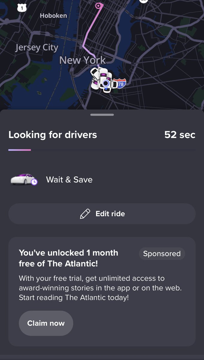 I got my combination Lyft and Atlantic sub