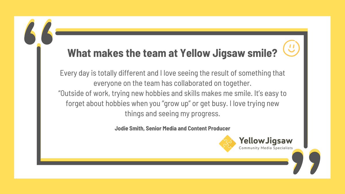 To celebrate World Smile Day today, we’re sharing what makes us smile! What makes you smile? 😊

Read more from our team 👇

yellowjigsaw.co.uk/what-makes-the…