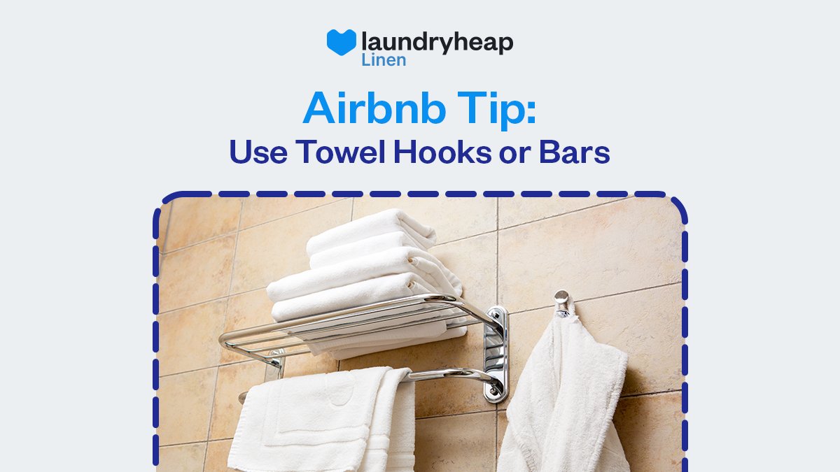 LH_Linen's tweet image. Airbnb hosts, here's a pro tip: Organise your bathroom with towel hooks or bars for a better guest experience.  💡

If you need fresh towels, visit our website to rent high-quality towels! 🌐

#airbnb #airbnbtips #towels #commercialservice #rentalservice #towelrental