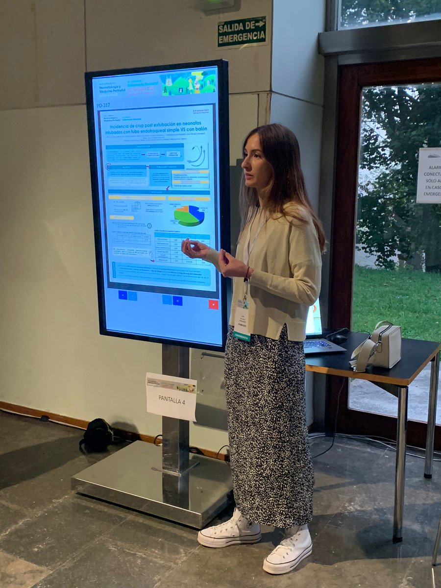 1/23 Alba Cayuela, MIR #pediatrilafe, defiende el póster:

🗣Incidencia de crup post extubacion en neonatos intubados con tubo enotraqueal simple vs con balón 

#SENEO2023
