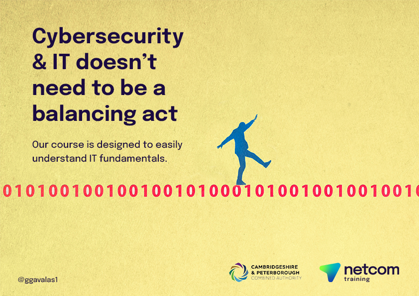 Cybersecurity and IT doesn't need to be a balancing act.

Create a poster to promote <a href="/Netcom_Training/">Netcom Training</a>
cyber and IT courses in Peterborough &amp; Cambridge
<a href="/OneMinuteBriefs/">One Minute Briefs ⏱️</a> #1MinuteWithNetcom