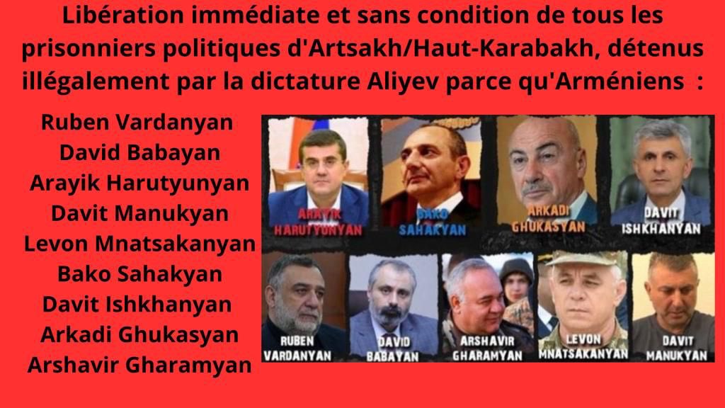 samybenik's tweet photo. Libération immédiate et sans condition de TOUS les prisonniers politiques d'Artsakh/Haut-Karabakh,  détenus illégalement par la dictature Aliyev 🇦🇿 parce qu'Arméniens 🇦🇲
#FreeArmenianHostages #SanctionAliyev 

.@CIJ_ICJ @ECHR_CEDH @FreeArmenianPOW @freedomhouse @amnestyintl @hrw https://t.co/GuNOFHxIC8