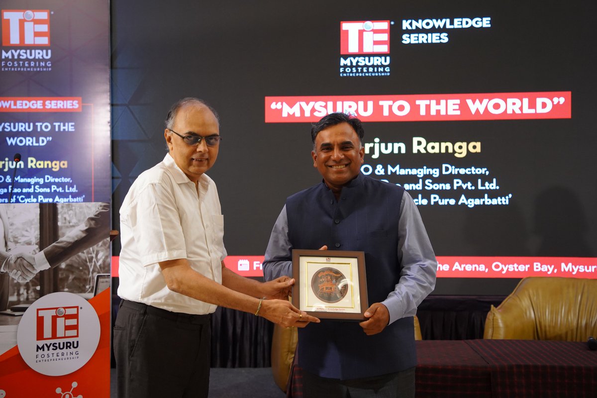 arjunranga's tweet photo. I was glad to speak at the TiE Mysuru 's Knowledge Series and share anecdotes and insights, from my grandfather's journals. His writings underline the importance of family, values, traditions, business ethics, and culture
#NRGroup #CyclePureAgarbathi #Cycle #Innovation #TiEMysuru https://t.co/g7xBUESzBE