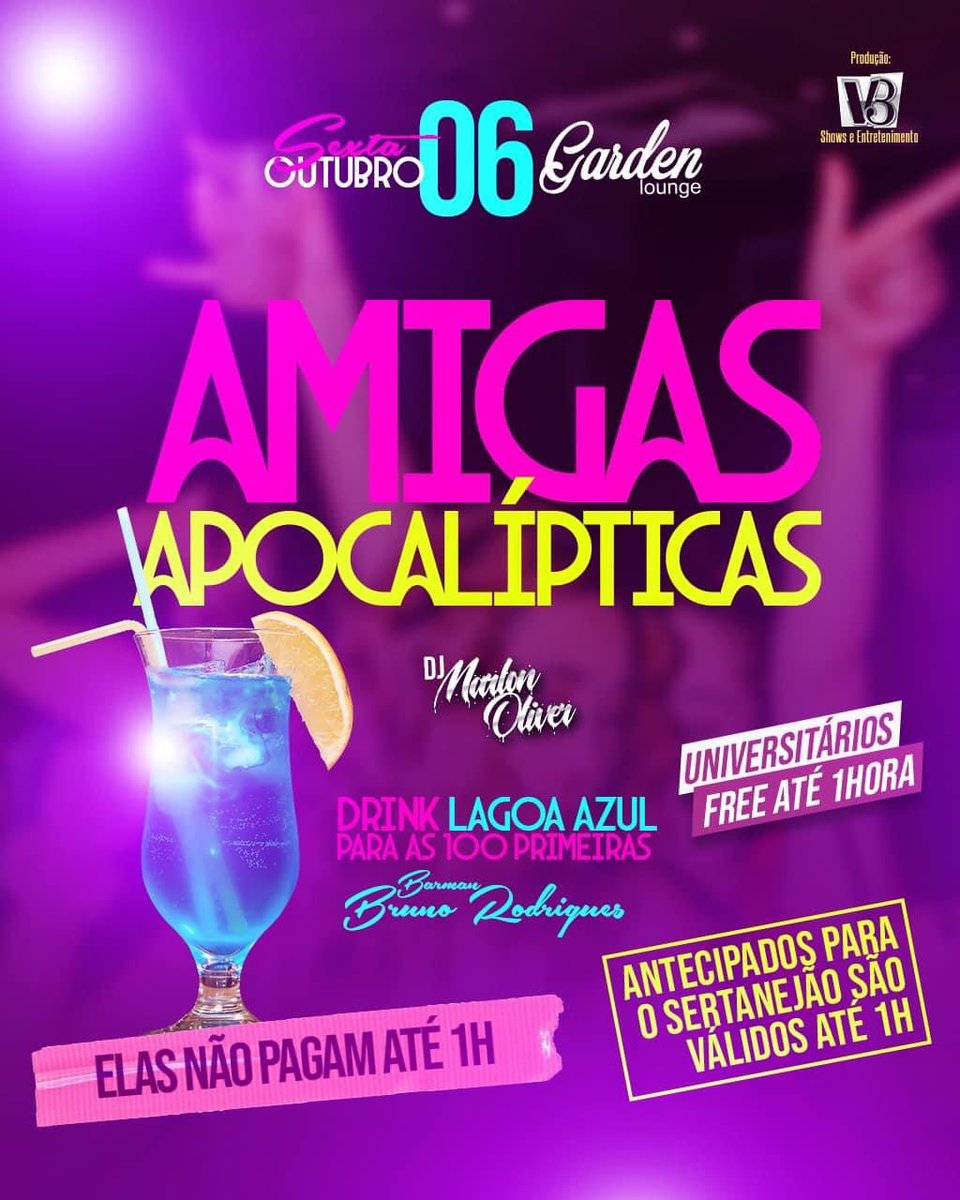 v3produtora's tweet photo. Nossa sexxxtinha vai ser apocalíptica!💗🍸🥂🎧
Lembrando que os antecipados para o sertanejão são válidos até 1h na portaria!🤩 https://t.co/leZNy4zMn6