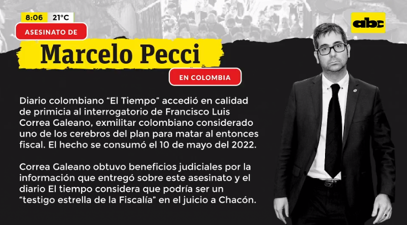 ABCTVpy's tweet photo. #MarceloPecci | Según una publicación del diario colombiano “El Tiempo”, uno de los cerebros del plan para matar al fiscal “salpica a un expresidente de Paraguay”.

📍Este declaró “en siete ocasiones que un expresidente paraguayo estaba enterado del plan criminal”.

#ABCTVPy🔗https://t.co/i2bNFSfsUc

🟡Facebook Live: https://t.co/QSp5O9lZq9