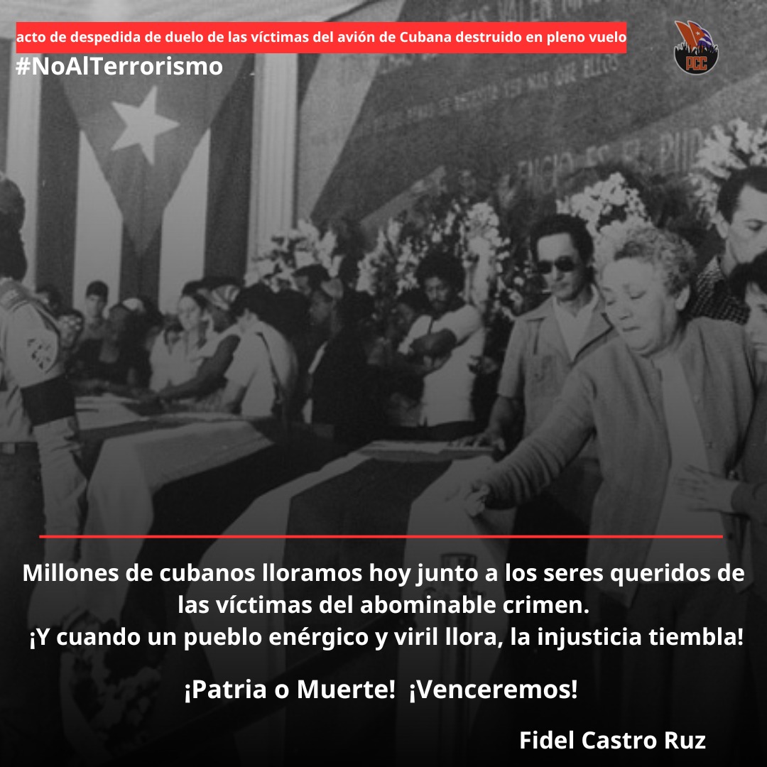 Recordamos hoy el horrendo crimen de Barbados. 73 personas murieron por el odio visceral contra #Cuba y la Revolución. Fue un día triste y continúa siendo así. #NoAlTerrorismo #MujeresEnRevolución