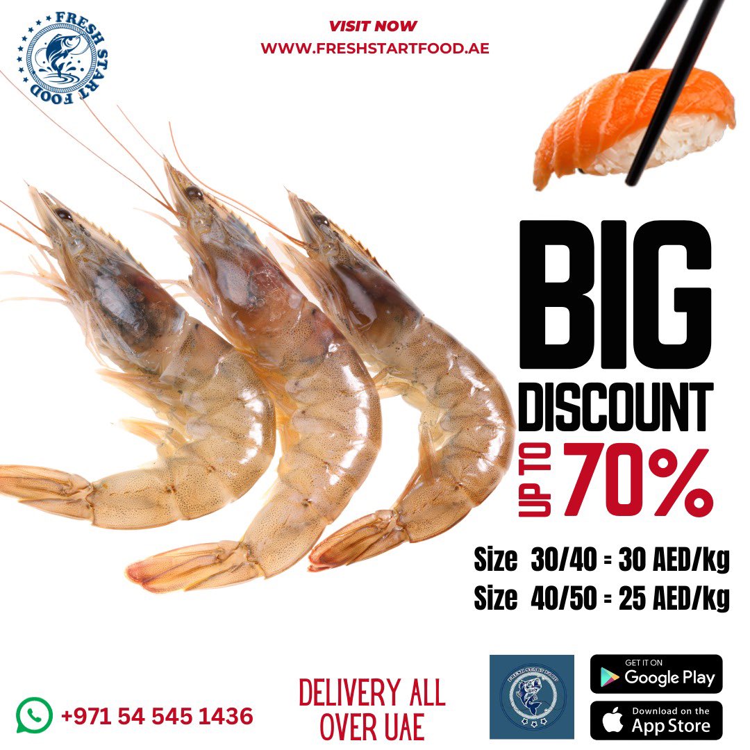 freshstartfood1's tweet image. Big Disocunt Upto 70% on shrimps
Only for 3 days: Firday, Satruday, Sunday

Hurry up! Grab your offer.

Download our application from play store and app store or you can order on freshstartfood.ae

#freshstartfood #freshseafood #homedelivery #dubai #uae #sharjah #shrimps