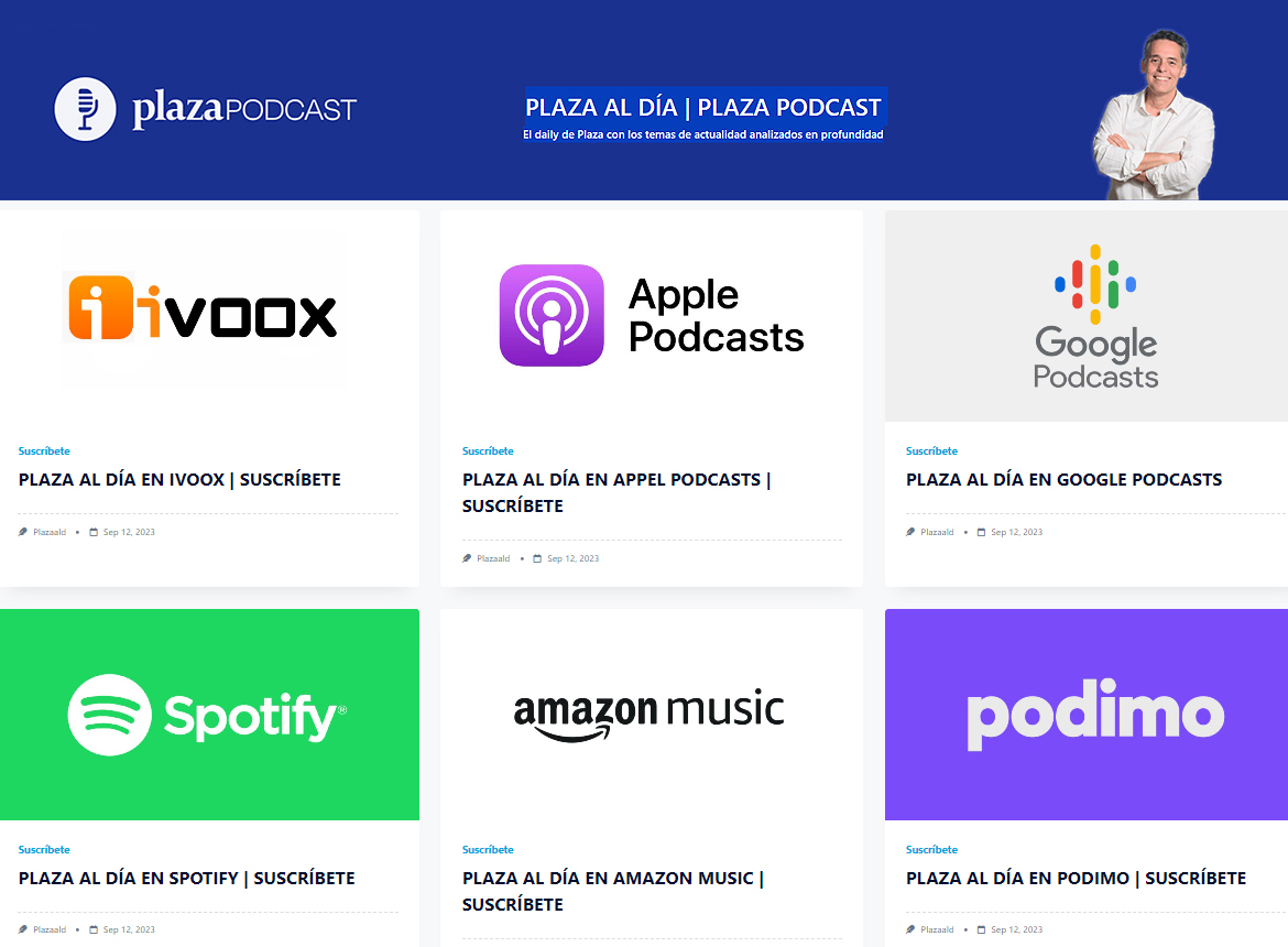 PlazaPodcast's tweet photo. 📋Suscríbete gratis y fácilmente a #Plazaaldía, el daily de Ediciones Plaza con los temas de actualidad🎙️ analizados en profundidad. Puedes hacerlo con un click 🖱️en https://t.co/1LBtQm1fST

Suscríbete también a la📋newsletter de @PlazaPodcast 👉https://t.co/03N8aqzunC https://t.co/nN4cXgLITy