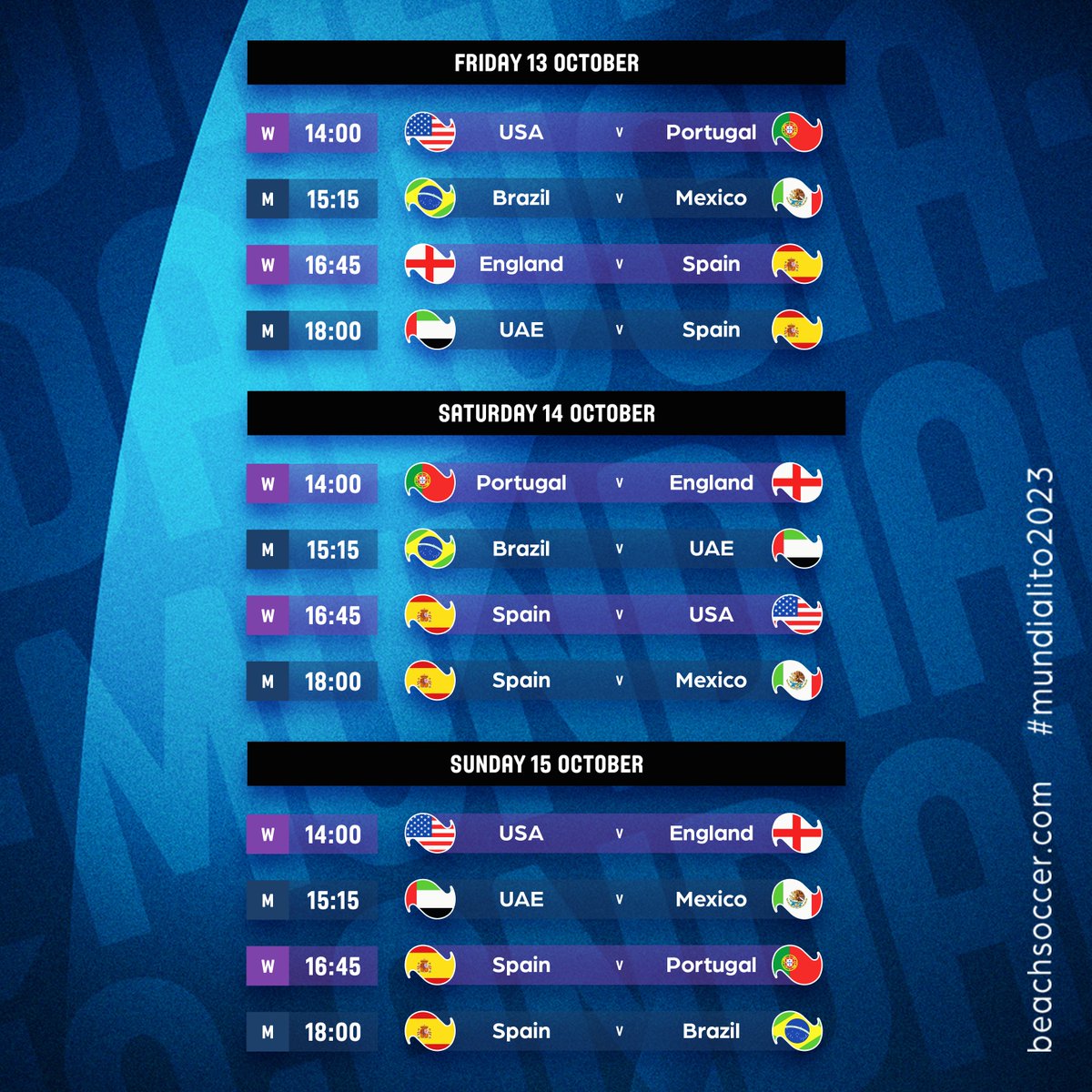 🇪🇸🤩 Only 1️⃣ week to go until the #Mundialito2023 kicks off! ⚽️🔜

👀 Watch all the matches live on beachsoccertv.com 📺

#BeachSoccer #Andalucia #Ayamonte