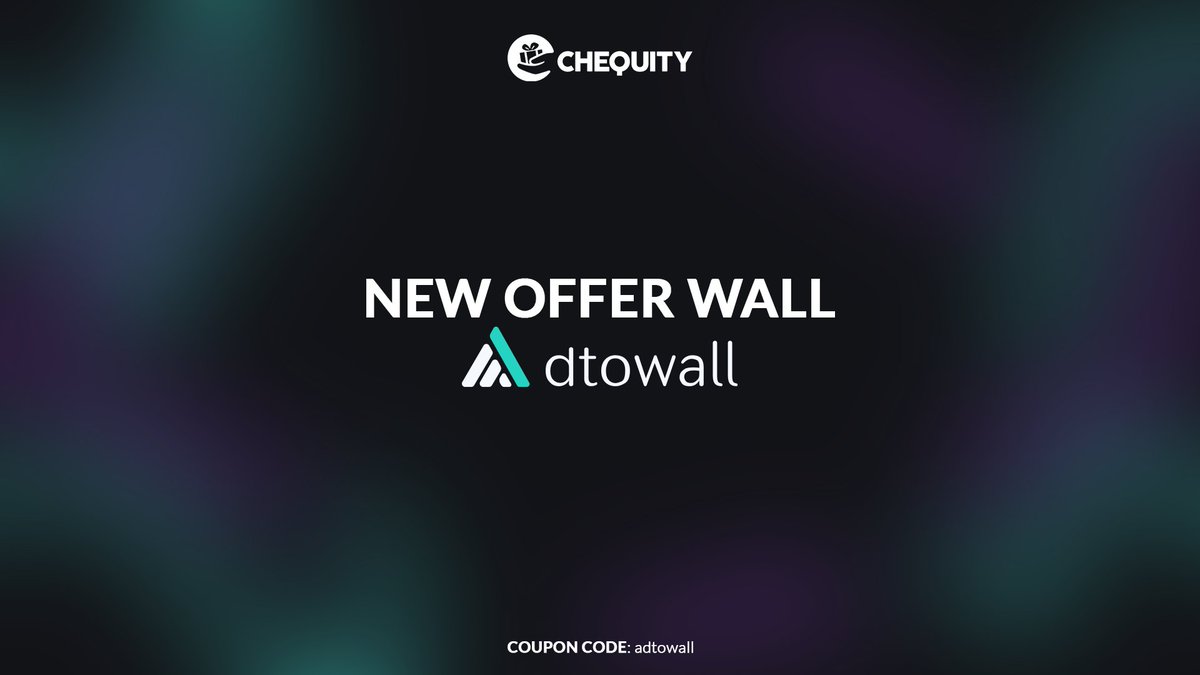 chequityapp's tweet photo. Hello

We have added a new offer wall - Adtowall https://t.co/b08aaBuEcT

Adtowall is a relatively new offer wall, it has lots of great high paying offers like games, casinos and so on. Happy earning! 💰 https://t.co/v2HczhUt5G