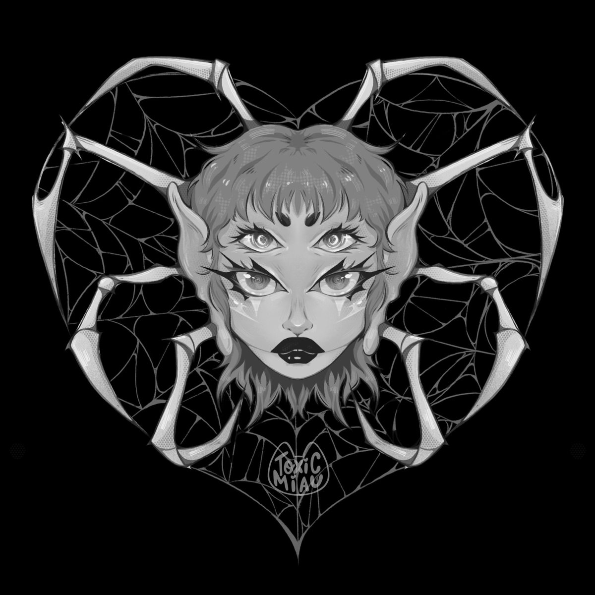 ToxicMiau's tweet photo. #inktober2023 #inktober 
Dia 2 : spiders 🕸️ 
Una ilustración de Mel, mi ajolota araña favorita. 
•
•
•
•
#melaniemartinez #portals https://t.co/aE0HJKzWwp