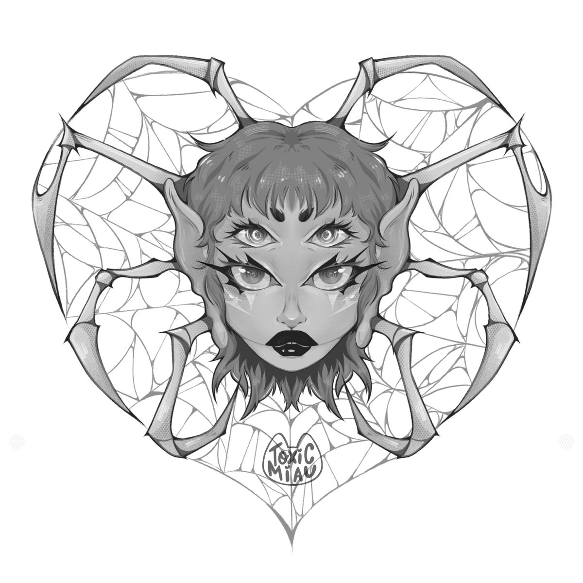 ToxicMiau's tweet photo. #inktober2023 #inktober 
Dia 2 : spiders 🕸️ 
Una ilustración de Mel, mi ajolota araña favorita. 
•
•
•
•
#melaniemartinez #portals https://t.co/aE0HJKzWwp