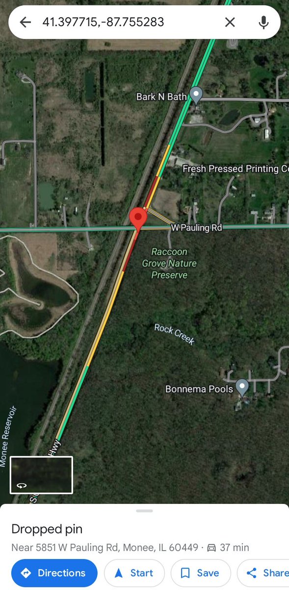 Ace_chicago's tweet photo. #SuburbanScanner #Monee #willcounty Fatal crash: Pedestrian vs vehicle Governors highway and Pauling Rd. (Sounds like a truck driver on foot may have been struck by a vehicle). Road closed for investigation. https://t.co/T5XQDcq7Da