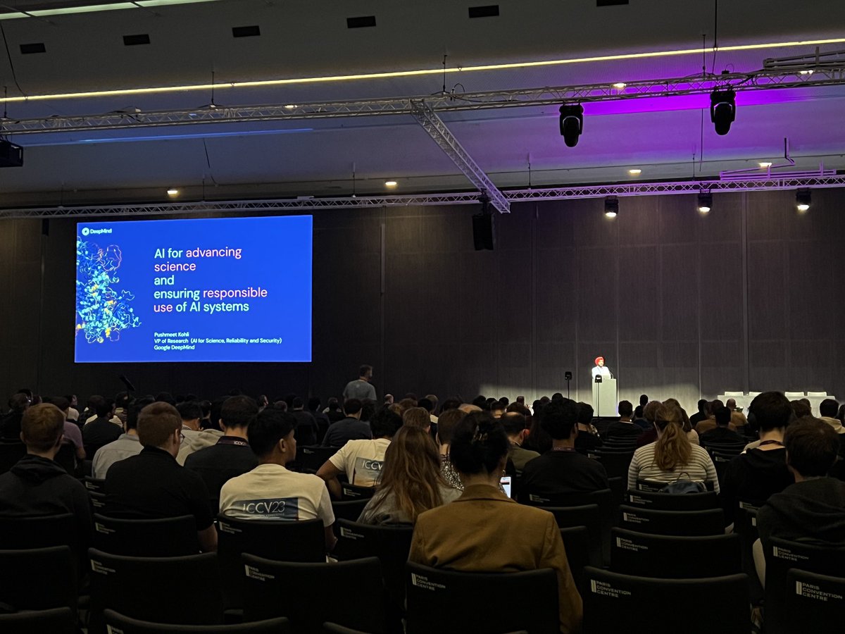 How do you end a great #ICCV2023 with a high note? Pushmeet Kohli (<a href="/pushmeet/">Pushmeet Kohli</a>) rocking the stage with an amazing keynote!