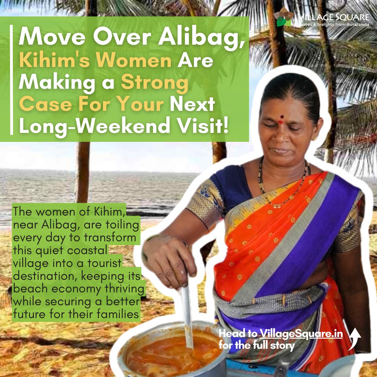 VillageSqIndia's tweet photo. 🏝 #Mumbaikars, we know your love for #Alibag, but what if we told you there’s a quieter, more charming beach getaway close to it that’s making waves?
Time to plan your visit to Kihim! 🌊
🔗 Read about the incredible women who are making #Kihim come to life!
https://t.co/n6SmnIwpbw
✍️: @manumatters