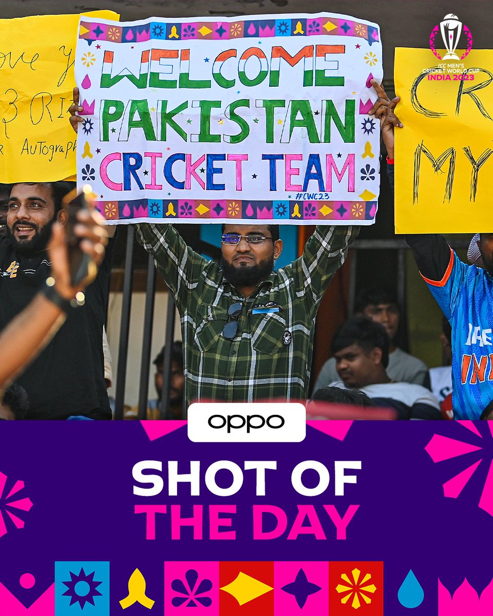 Welcoming Pakistan to Hyderabad 👋🇵🇰 The @oppo shot of the day 📸 #PAKvNED #CWC23
