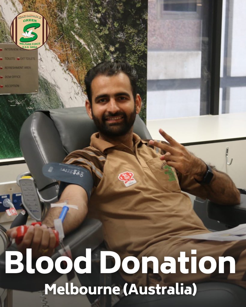 GreenSwelfares's tweet photo. Big applause for Shah Satnam Ji Green 'S' Welfare Force Wing volunteers in Melbourne Australia, stepping forward to donate blood🩸 for patients in need. Their selfless actions exemplify true compassion and community spirit. Let's spread the word and inspire others! #DeraSachaSauda #DonateBloodSaveLives